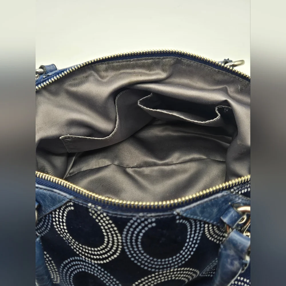COACH Madison Sophia Satchel OP C Denim Blue Gold Hardware 2 Tags - Picture 14 of 15